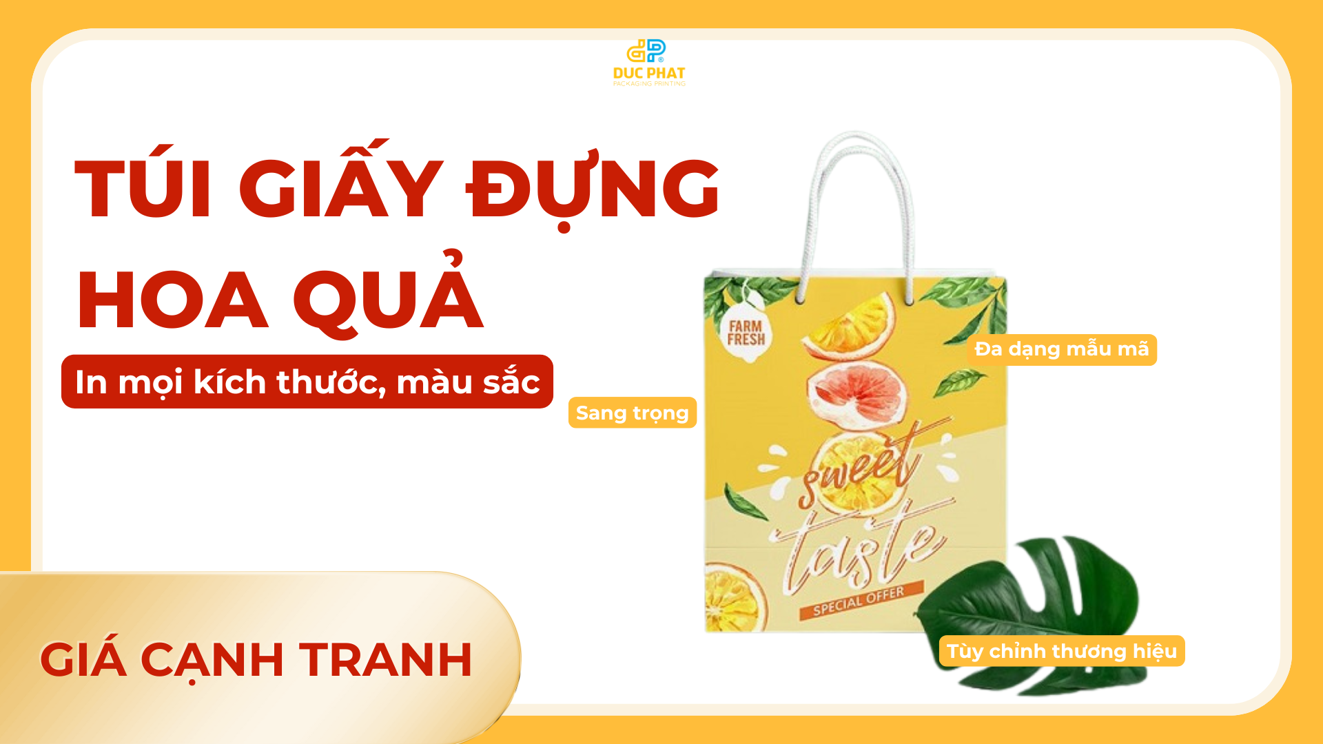 túi giấy đựng hoa quả màu vàng đẹp mắt