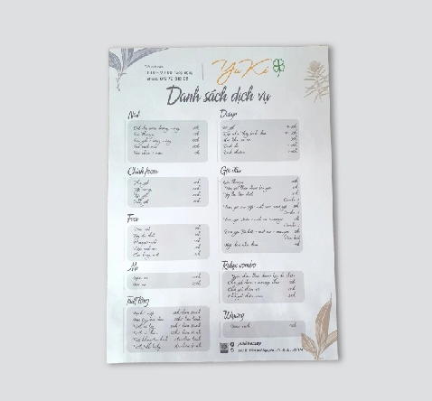 Menu Giấy Nhựa